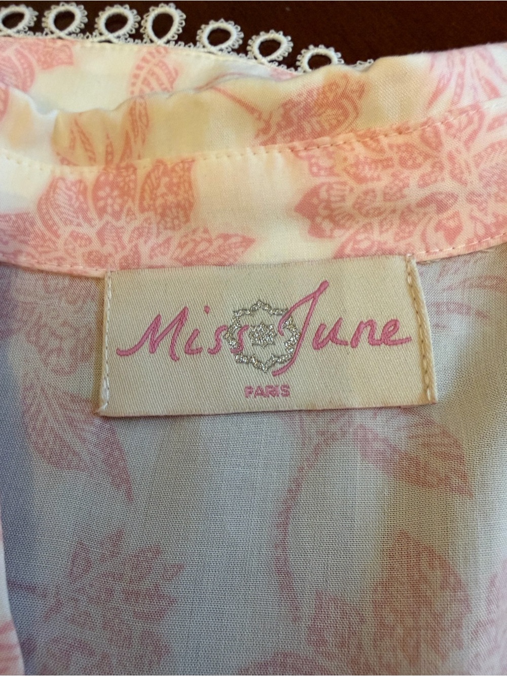 Miss June Paris Light Pink & White Floral Eyelet Long Sleeve Dress - Picture 5 of 6